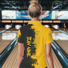 Load image into Gallery viewer, Yellow and Black Bowling Polo, Quarter Zip shirts for Women Custom Bowling Team Jerseys NQS10880
