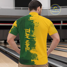 Load image into Gallery viewer, Yellow and Green Bowling Polo, Quarter Zip shirts for Men Custom Bowling Team Jerseys NQS10881