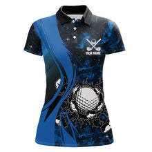 Load image into Gallery viewer, Black and Blue Galaxy Womens golf polo shirt custom cool golf shirts, personalized golf gifts NQS9694
