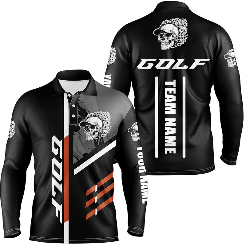 Black Golf Skull Mens golf polo shirt custom golf attire for men, golf gifts for team golfer NQS7483
