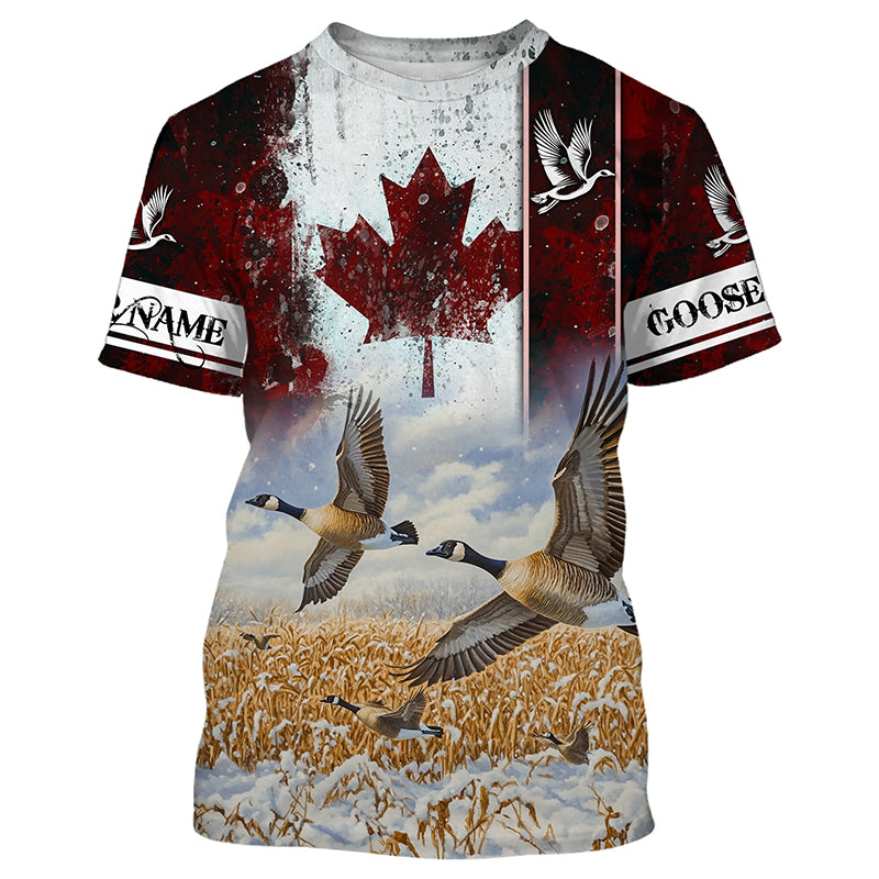 Canada flag Goose hunting Customize 3D All Over Printed Shirts Personalized Waterfowl Hunting gifts NQS851