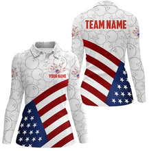 Load image into Gallery viewer, Personalized American Flag Bowling Team Shirts For Women Patriotic Bowling Gifts NQS8947