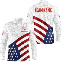 Load image into Gallery viewer, Personalized American Flag Bowling Team Shirts For Men Patriotic Bowling Gifts NQS8947