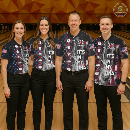 Red, White & Blue Smoke American Flag Patriotic Team Women Bowling Shirt Custom It's in my DNA Shirts NQS11266