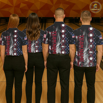 Red, White & Blue Smoke American Flag Patriotic Team Women Bowling Shirt Custom It's in my DNA Shirts NQS11266