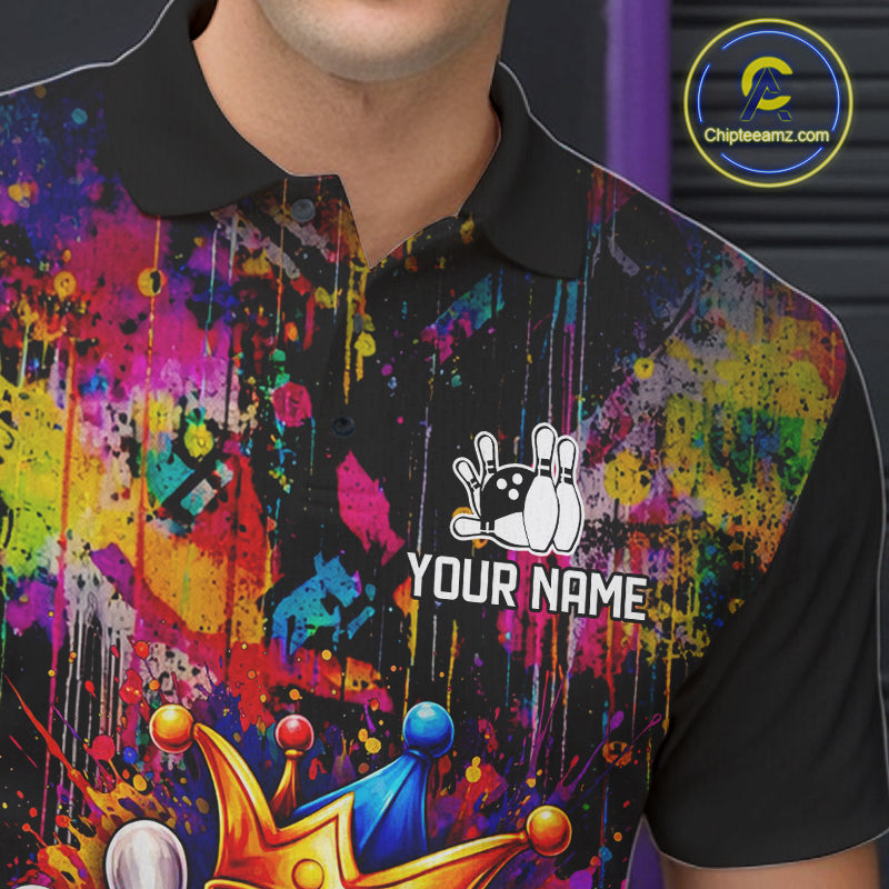 Colorful bowling jerseys Bowling Polo, 1/4 Zip Shirt for Men Custom Bowling Team shirts for bowlers NQS11473