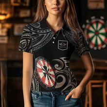 Load image into Gallery viewer, Personalized Black tribal pattern Darts Shirts For Women Custom Retro Team Darts Jerseys NQS9551