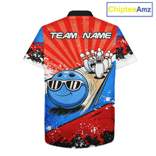 Load image into Gallery viewer, Funny Bowling Boom Strike Bowling Hawaiian Shirt Custom Red, White &amp; Blue retro Team Bowling Jerseys NQS11661