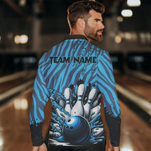 Load image into Gallery viewer, Funny Claw Blue Camo Men&#39;s bowling outfits custom bowling polo, Quarter Zip Shirts team jerseys NQS9704