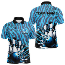 Load image into Gallery viewer, Funny Claw Blue Camo Men&#39;s bowling outfits custom bowling polo, Quarter Zip Shirts team jerseys NQS9704
