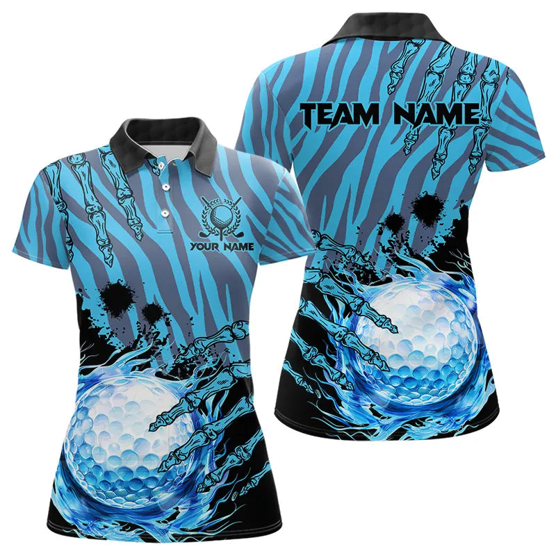 Personalized Funny Claw Blue Camo Golf Polo Shirts For Women Custom ladies golf tops outfit NQS9705