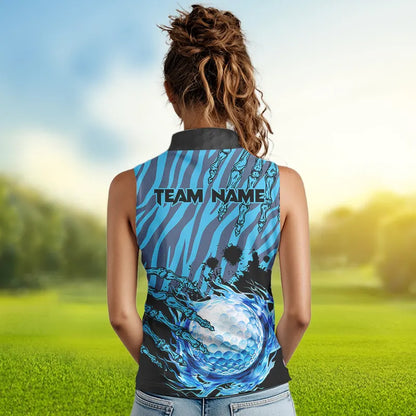 Personalized Funny Claw Blue Camo Womens golf shirts sleeveless Custom ladies golf tops outfit NQS9705
