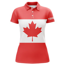 Load image into Gallery viewer, Womens golf polo shirts Canadian flag patriotic personalized Canada ladies golf top NQS5749