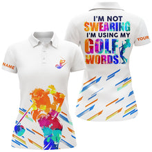 Load image into Gallery viewer, Watercolor white Womens golf polo shirts personalized I&#39;m not swearing I&#39;m using my golf words NQS5956