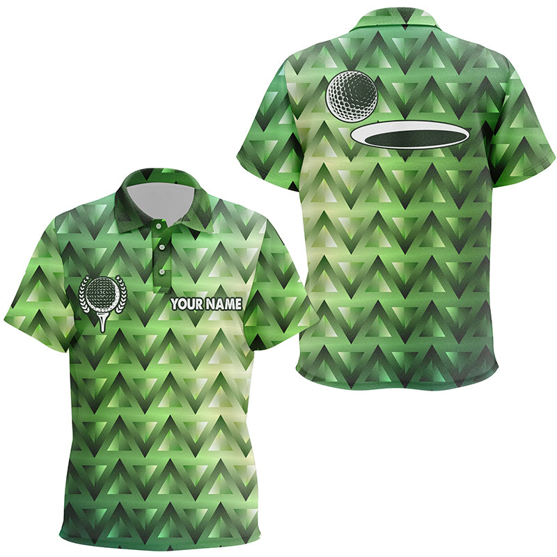 Green triangle pattern Kid golf polo shirts custom golf tops for Kid, golfing gifts NQS6629
