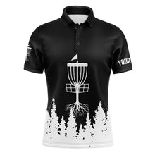 Load image into Gallery viewer, Black and White Disc Golf Basket Mens Disc golf polo shirts custom name disc golf jerseys NQS9195