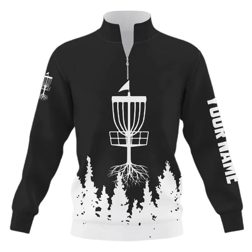 Black and White Quarter zip sweatshirt custom name disc golf sweater jerseys NQS9195