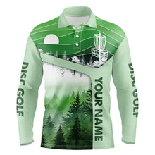 Load image into Gallery viewer, Mint Green Forest Retro Mens Disc golf polo shirts custom name disc golf jerseys, disc golf apparel NQS9198