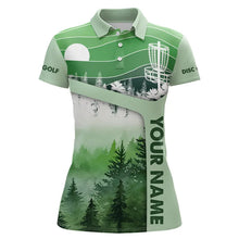 Load image into Gallery viewer, Mint Green Forest Retro Women Disc golf polo shirts custom disc golf jerseys, disc golf apparel NQS9198