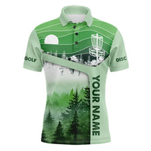 Load image into Gallery viewer, Mint Green Forest Retro Mens Disc golf polo shirts custom name disc golf jerseys, disc golf apparel NQS9198
