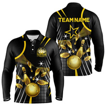 Load image into Gallery viewer, Funny Black and Gold Mens Bowling Polo, 1/4 Zip Shirts Custom Bowling outfit men Team Jerseys NQS9712