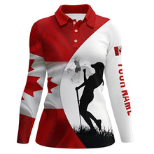 Load image into Gallery viewer, Womens golf polo shirts Canadian flag patriotic personalized Canada ladies golf top NQS5761