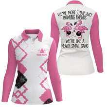 Load image into Gallery viewer, Pink personalized bowling shirt for women – custom name design side view