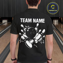 Load image into Gallery viewer, Black and White Plaid Bowling Polo, Quarter Zip shirts For Men Custom Bowling Team Uniform Jersey NQS10891