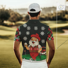 Load image into Gallery viewer, Funny Santa Golf Christmas plaid pattern polo golf shirts for men custom mens golf outfit for team NQS11077