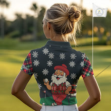 Load image into Gallery viewer, Funny Santa Golf Christmas plaid pattern polo golf shirts for women custom team ladies golf outfit NQS11077