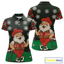 Load image into Gallery viewer, Funny Santa Golf Christmas plaid pattern polo golf shirts for women custom team ladies golf outfit NQS11077