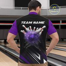Load image into Gallery viewer, Personalized Bowling shirts for men custom Black and Purple Bowling team jerseys, gift for bowlers NQS11080