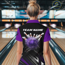 Load image into Gallery viewer, Personalized Bowling shirts for women custom Black and Purple Bowling team jerseys, gift for bowlers NQS11080