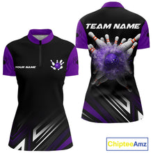 Load image into Gallery viewer, Personalized Bowling shirts for women custom Black and Purple Bowling team jerseys, gift for bowlers NQS11080