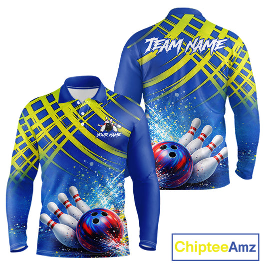 Personalized Blue And Green Bowling shirts for men bowling team league jerseys, bowling gifts for men NQS11494