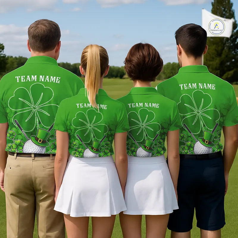 Green shamrock pattern St Patrick's Day Women's golf polo shirt custom ladies golf top, golfing gifts NQS11495