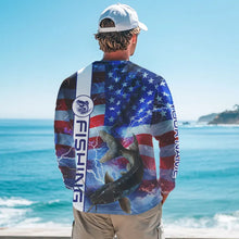 Load image into Gallery viewer, American flag Catfish lightning Long Sleeve Fishing Shirts custom Patriotic Catfish fishing jerseys NQS9560