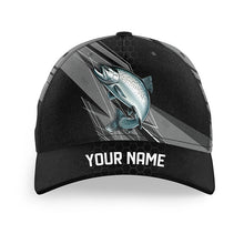 Load image into Gallery viewer, Personalized Black camo Chinook Salmon Fishing Hats, Salmon fishing hats for men, women NQS9721
