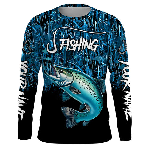 Chinook salmon Fishing jersey blue camo Custom UV protection long sleeves fishing shirts NQS5773