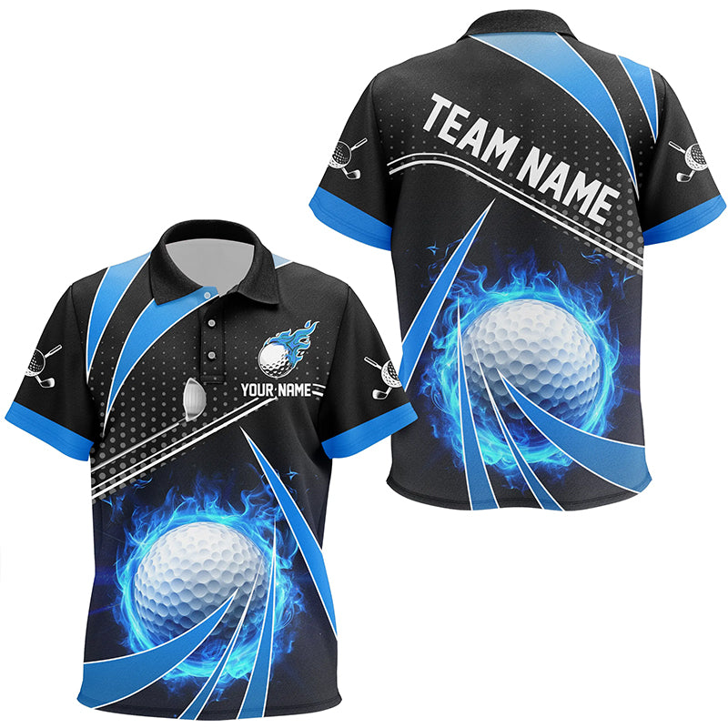 Black and Blue Fire golf ball custom Kid golf polo shirts, personalized kid golf outfits for team NQS8302