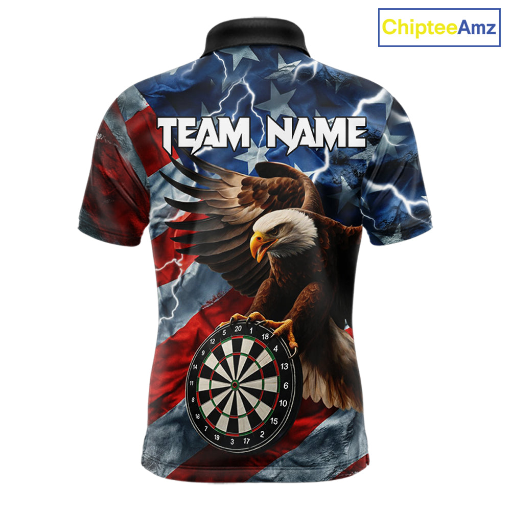 American Flag Eagle Lightning Thunder Dart Shirts For Men Custom Patriotic Dart Team Jerseys NQS11504