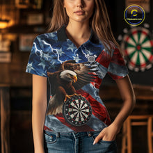Load image into Gallery viewer, American Flag Eagle Lightning Thunder Dart Shirts For Women Custom Patriotic Dart Team Jerseys NQS11504