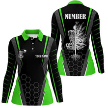 Load image into Gallery viewer, Womens disc golf polo shirt custom name disc golf shirt, disc basket golf gifts for ladies | Green NQS7497