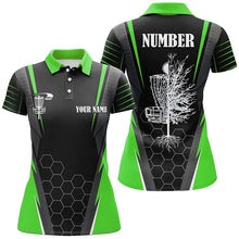 Load image into Gallery viewer, Womens disc golf polo shirt custom name disc golf shirt, disc basket golf gifts for ladies | Green NQS7497
