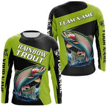 Load image into Gallery viewer, Black Green Rainbow Trout fishing Custom Long Sleeve Tournament Fishing Shirt, Trout Fishing Jerseys NQS7659