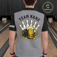 Load image into Gallery viewer, Black &amp; Yellow argyle pattern retro Bowling Shirts For Men Custom Bowling and Beer Team Jersey | Gray NQS11095