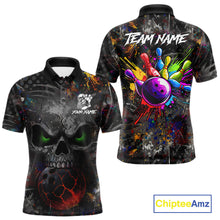 Load image into Gallery viewer, Colorful Skull bowling jerseys Bowling Shirts for Men Custom Bowling Team shirts for bowlers NQS11293