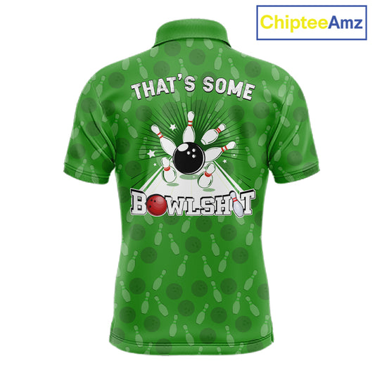Custom Retro Bowling Team Shirts For Men That's some bowshit Funny Bowling Pattern Jerseys | Green NQS11511