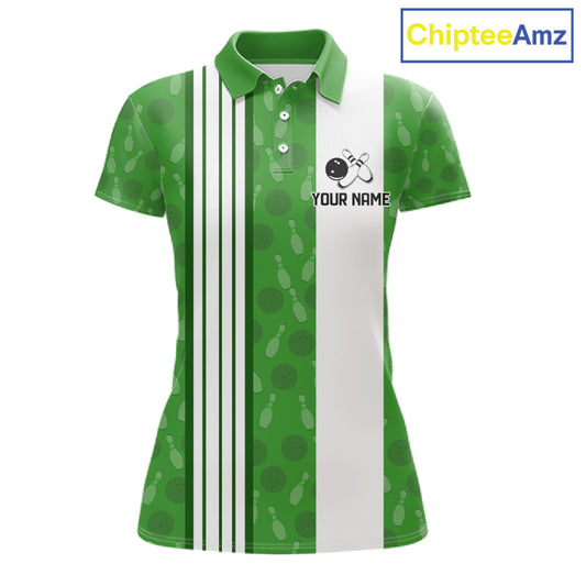 Custom Retro Bowling Team Shirts For Women That's some bowshit Funny Bowling Pattern Jerseys | Green NQS11511