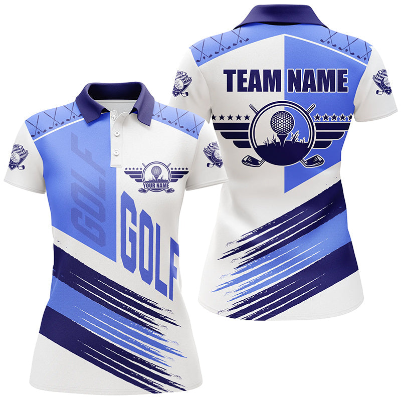 Blue and white golf clubs Women golf polo shirts custom team golf shirts, golf attire for ladies NQS7505